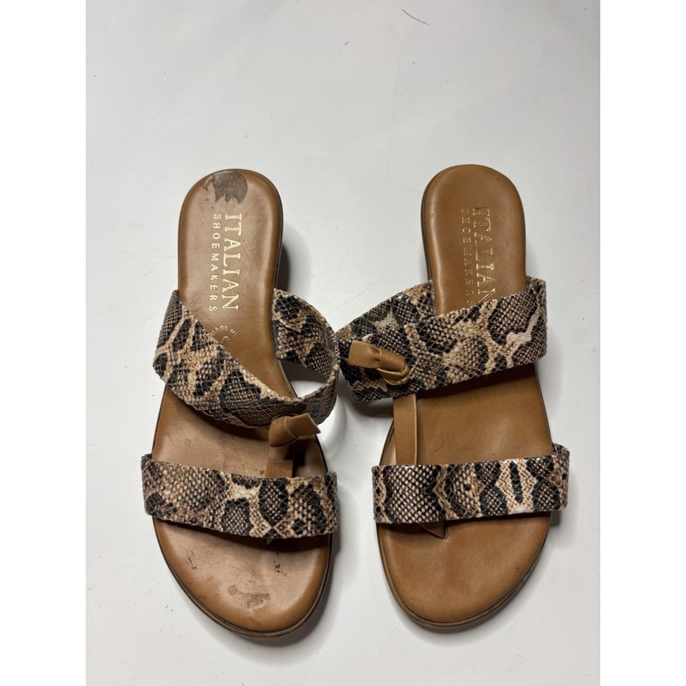 Italian Shoemakers Sandals Snake Design Strappy Slip On Slide Womens 7.5 Y2K 00s